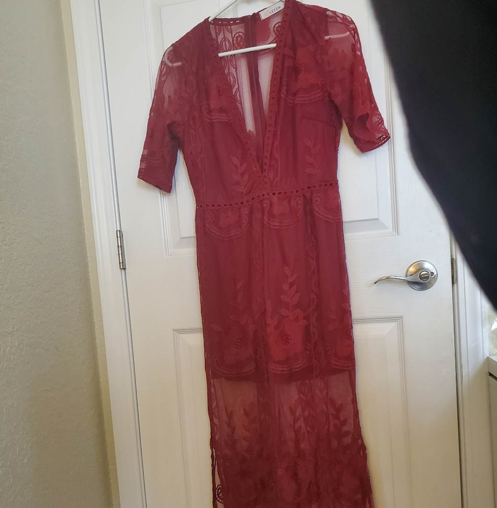 Never worn* Size small (2) chiffon, lace/ crochet maxi dress